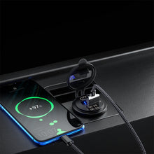 Load image into Gallery viewer, 12V Modified Car USB Charger With Voltage Display PD QC3.0 Socket, With Terminal Blue Light, With Terminal Red Light, With Terminal Green Light, With 60cm Line Blue Light, With 60cm Line Red Light, With 60cm Line Green Light