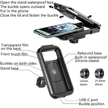 Load image into Gallery viewer, Kewig Bicycle Motorcycle Waterproof Box Mobile Phone Bracket Riding Touch Mobile Phone Fixed Seat, Small Handlebar Installation, Large Handlebar Installation