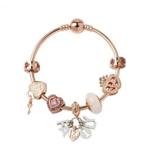 Load image into Gallery viewer, MGZ03 Rose Gold Love Heart Lock Decorative Bracelet, Length:, 18cm, 19cm, 20cm