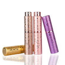 Load image into Gallery viewer, 2 PCS Embossed Rotating Perfume Bottle Metal Discharge Bottle Sterilizing Alcohol Spray Bottle, 10ml