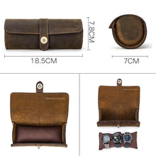Load image into Gallery viewer, CONTACTS FAMILY CF1117  Retro Crazy Horse Texture Leather Watch Box Round Buckle Storage Box,Capacity: Can Hold 3 Watches, CF1117