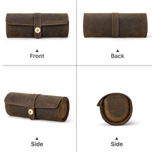 Load image into Gallery viewer, CONTACTS FAMILY CF1117  Retro Crazy Horse Texture Leather Watch Box Round Buckle Storage Box,Capacity: Can Hold 3 Watches, CF1117