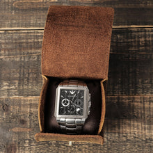 Load image into Gallery viewer, Contacts Family CF1125 Single Watch Position Crazy Horse Leather Watch Box Round Watch Storage Box, CF1125
