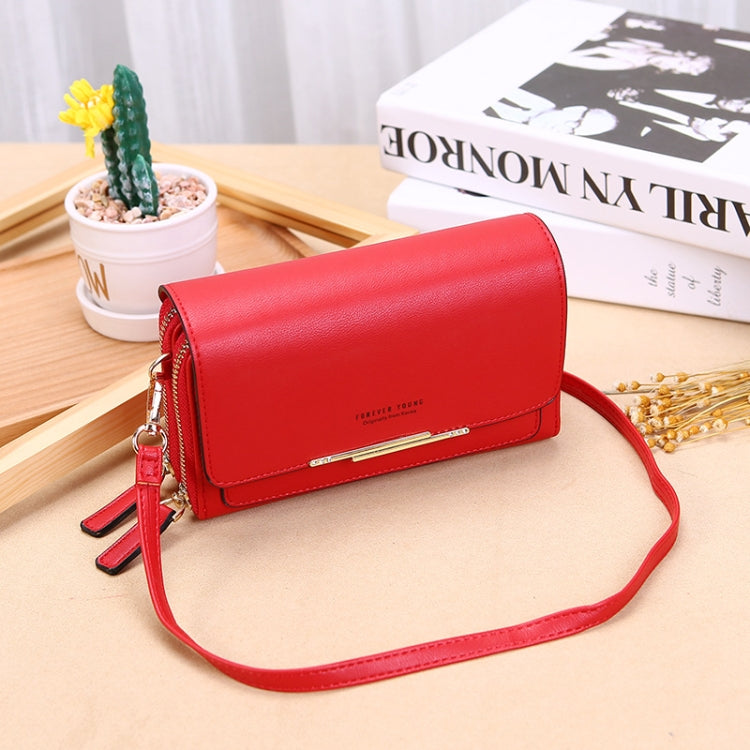 Ladies Wallet Large Capacity Multi-Function Shoulder Bag, Red, Wine Red, Blue, Black, Pink, Brown, Gray