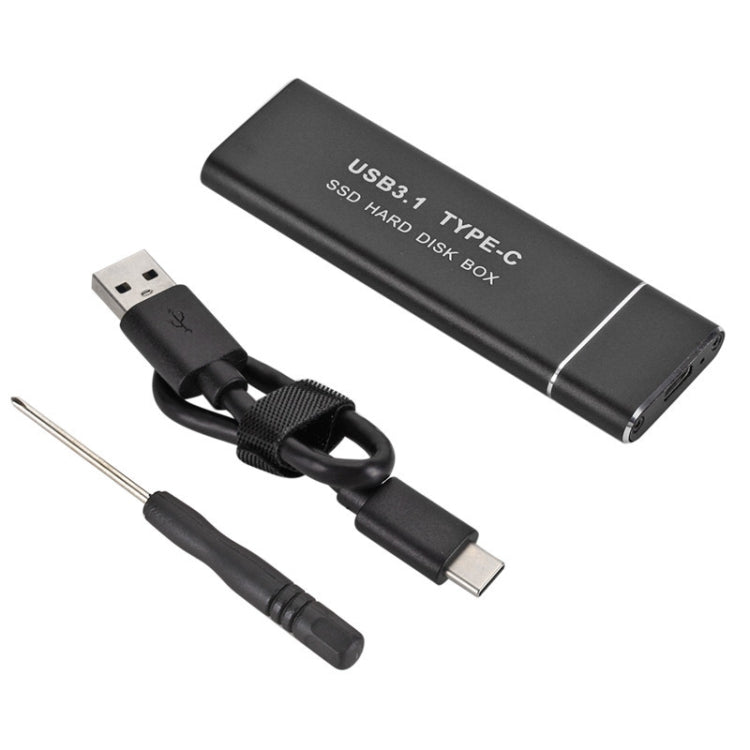 F018C M.2 NGFF To USB3.1 SSD Solid Aluminum Type-C Mobile Hard Drive Enclosure, Black, Silver