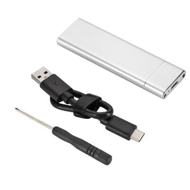 F018C M.2 NGFF To USB3.1 SSD Solid Aluminum Type-C Mobile Hard Drive Enclosure, Black, Silver