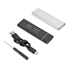 Load image into Gallery viewer, F018C M.2 NGFF To USB3.1 SSD Solid Aluminum Type-C Mobile Hard Drive Enclosure, Black, Silver