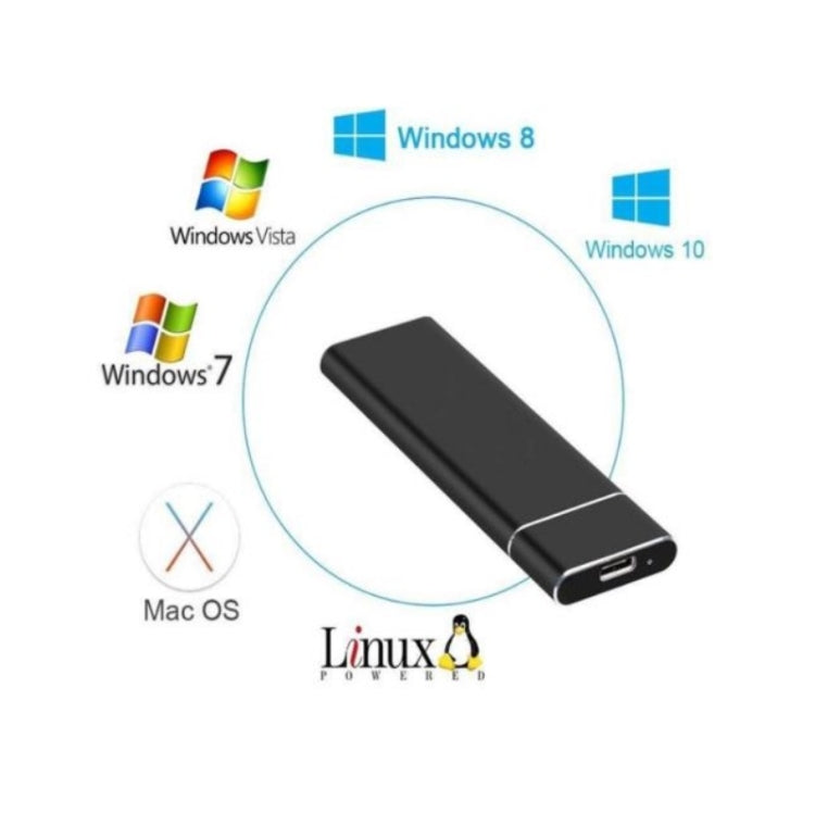 F018C M.2 NGFF To USB3.1 SSD Solid Aluminum Type-C Mobile Hard Drive Enclosure, Black, Silver