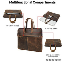 Load image into Gallery viewer, CONTACTS FAMILY  CF3010 Crazy Horse Leather Multifunctional Laptop Handbag For Macbook Pro 16 Inch, For Macbook Pro 16 Inch