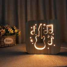 Load image into Gallery viewer, FS-T1877W 2.5W Guitar Shape Solid Wood Table Lamp LED Night Light, Guitar