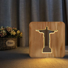 Load image into Gallery viewer, FS-T1971W 2.5W Jesus Pastor Table Lamp USB Solid Wood Hollow Night Light, Jesus Pastor