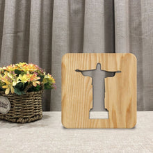 Load image into Gallery viewer, FS-T1971W 2.5W Jesus Pastor Table Lamp USB Solid Wood Hollow Night Light, Jesus Pastor