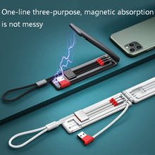 Load image into Gallery viewer, Oatsbasf 03083 Portable Multi-Function Micro USB + USB-C / Type-C + 8 Pin 3 in 1 Charging Cable, White, Gray, Orange, Green