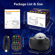 Load image into Gallery viewer, DQ-M3 LED Rotating Starry Sky Light Bluetooth Music Planets Ocean Projector Support TF Card,Style:, USB + Bluetooth, Battery + Bluetooth