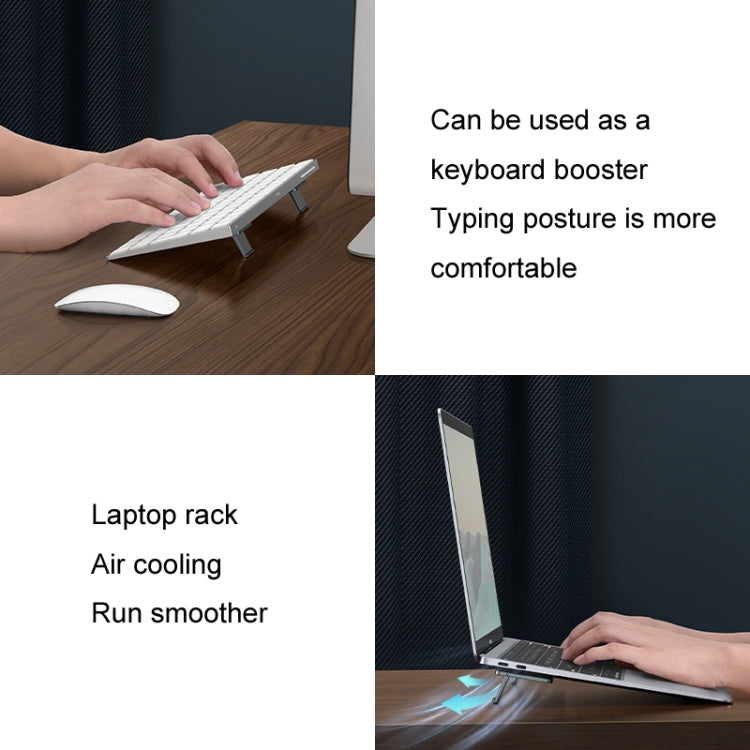 Oatsbasf 03321 Notebook Computer Invisible Height Increase Bracket Desktop Folding Storage Radiator, Gray, Silver