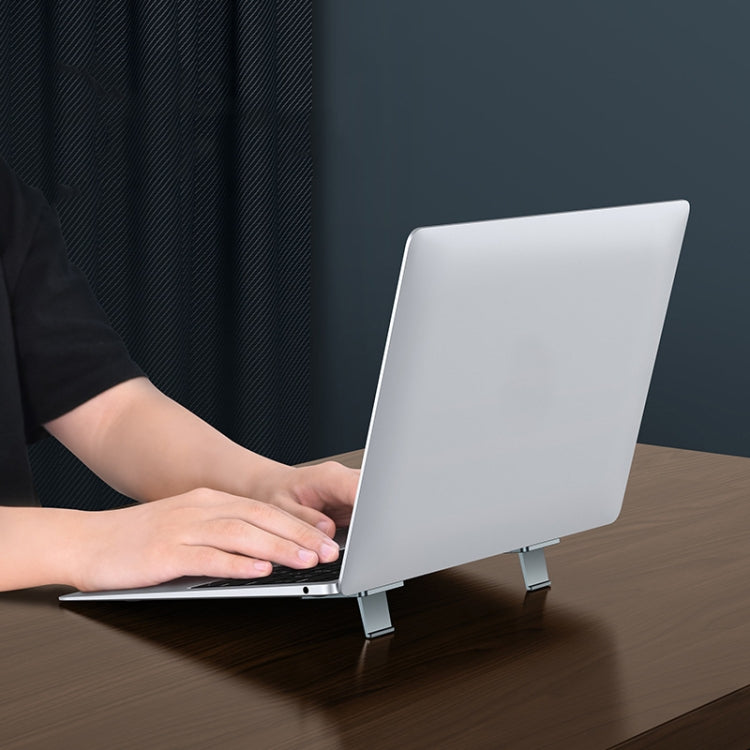 Oatsbasf 03321 Notebook Computer Invisible Height Increase Bracket Desktop Folding Storage Radiator, Gray, Silver