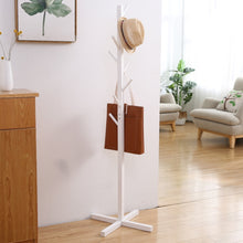 Load image into Gallery viewer, Solid Wood Floor Coat Rack Living Room Bedroom Clothes Organizing Storage Rack, White, Wood Color, Coffee