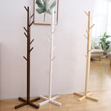Load image into Gallery viewer, Solid Wood Floor Coat Rack Living Room Bedroom Clothes Organizing Storage Rack, White, Wood Color, Coffee
