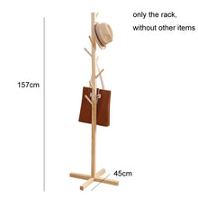 Load image into Gallery viewer, Solid Wood Floor Coat Rack Living Room Bedroom Clothes Organizing Storage Rack, White, Wood Color, Coffee