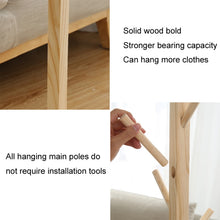 Load image into Gallery viewer, Solid Wood Floor Coat Rack Living Room Bedroom Clothes Organizing Storage Rack, White, Wood Color, Coffee