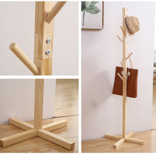 Load image into Gallery viewer, Solid Wood Floor Coat Rack Living Room Bedroom Clothes Organizing Storage Rack, White, Wood Color, Coffee