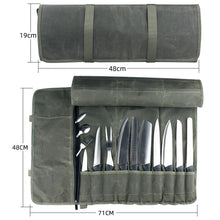 Load image into Gallery viewer, Oil Wax Canvas Roll Chef Knife Storage Bag, Knife Storage Bag