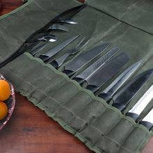 Load image into Gallery viewer, Oil Wax Canvas Roll Chef Knife Storage Bag, Knife Storage Bag