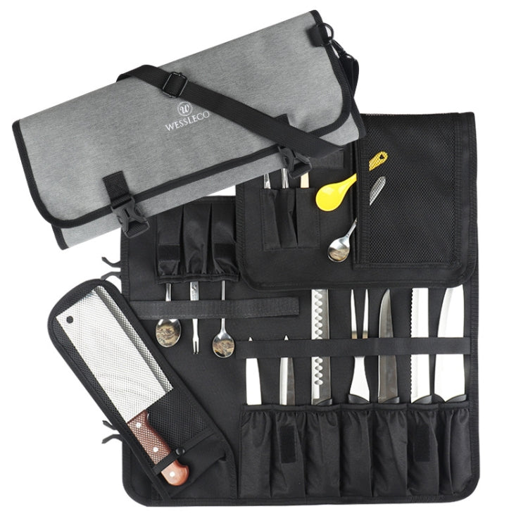 WESSLECO Chef Knife Tool Storage Bag Oxford Cloth Knife Bag, WESSLECO Gray
