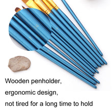Load image into Gallery viewer, Zhu Ting Student Nylon Wool Multifunctional Watercolor Brush, 13 PCS/Set Pearl Blue, 13 PCS/Set Pearl White