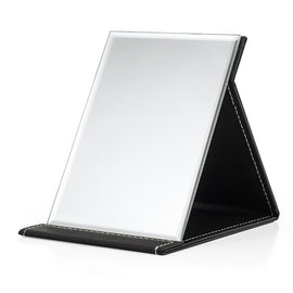 Folding Portable High-definition Makeup Mirror PU Leather Desktop Vanity Mirror,Size: Medium (Pink), Extra Large (Black), Extra Large (White), Large (Black), Medium (Black)