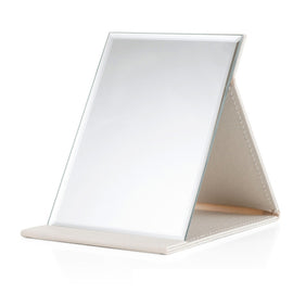 Folding Portable High-definition Makeup Mirror PU Leather Desktop Vanity Mirror,Size: Medium (Pink), Extra Large (Black), Extra Large (White), Large (Black), Medium (Black)