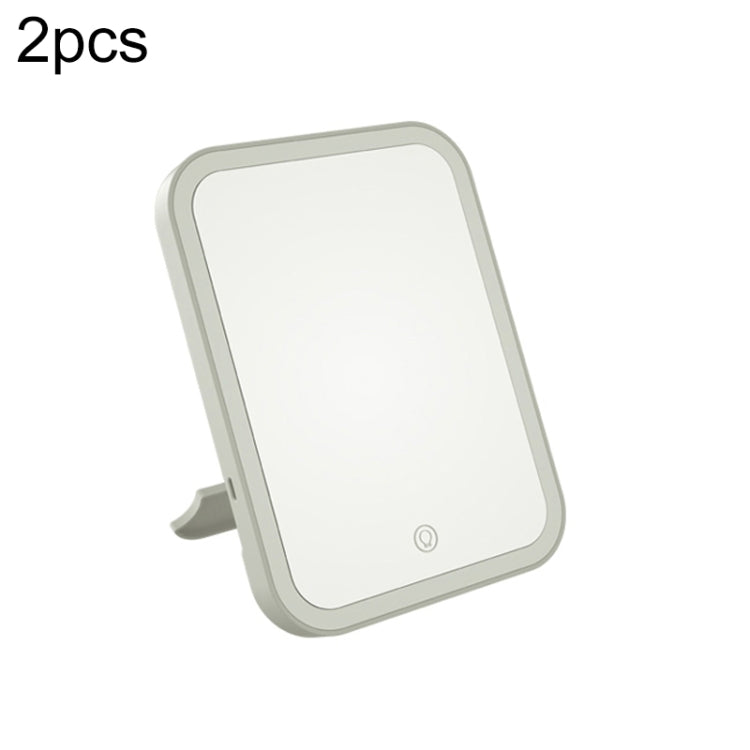 2 PCS LED Makeup Mirror With Lamp Fill Light Dormitory Desktop Dressing Mirror Female Folding Portable Small Mirror,Style:, Charging Monochromatic Light (White), Charging Monochromatic Light (Pink), Plug-in Monochromatic Light (White)                  ...