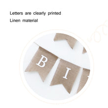 Load image into Gallery viewer, Swallowtail Burlap First Birthday Flags Mori Series Party Flags Specification: Burlap Birthday Fish Tail Flag, Burlap Birthday Fish Tail Flag, Burlap Triangle Flag, Burlap Triangle Flag (Candy Colored)