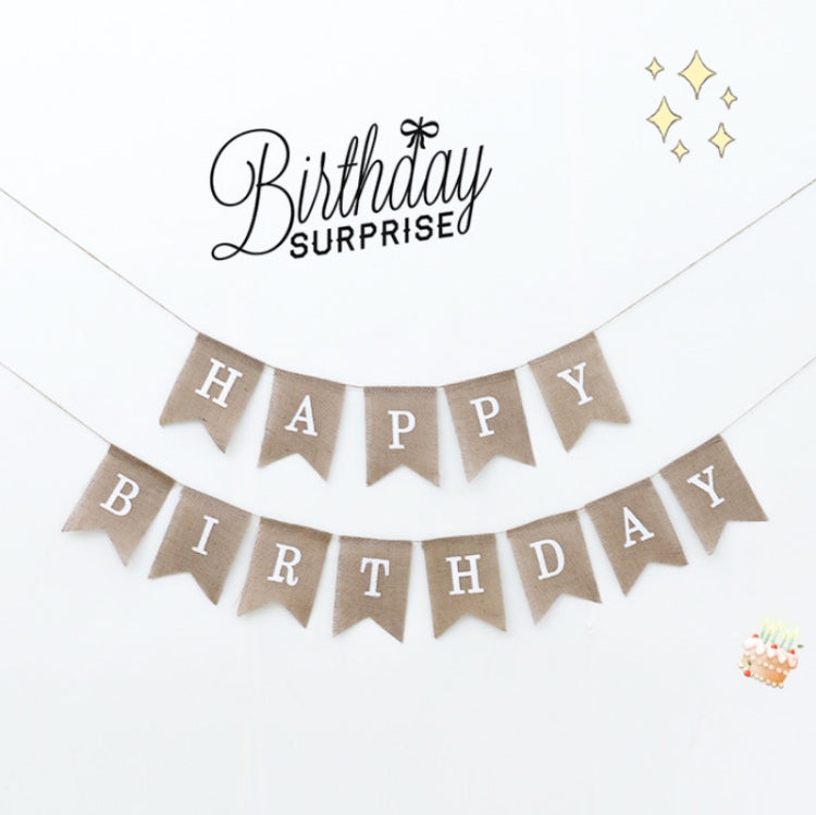 Swallowtail Burlap First Birthday Flags Mori Series Party Flags Specification: Burlap Birthday Fish Tail Flag, Burlap Birthday Fish Tail Flag, Burlap Triangle Flag, Burlap Triangle Flag (Candy Colored)