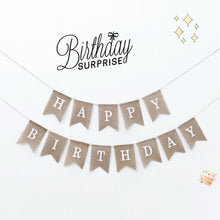 Load image into Gallery viewer, Swallowtail Burlap First Birthday Flags Mori Series Party Flags Specification: Burlap Birthday Fish Tail Flag, Burlap Birthday Fish Tail Flag, Burlap Triangle Flag, Burlap Triangle Flag (Candy Colored)