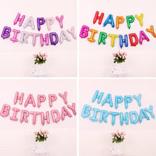 Load image into Gallery viewer, 2 PCS 16 Inch Happy Birthday Letter Aluminum Film Balloon Birthday Party Decoration Specification：