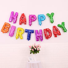 Load image into Gallery viewer, 2 PCS 16 Inch Happy Birthday Letter Aluminum Film Balloon Birthday Party Decoration Specification：