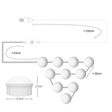 Load image into Gallery viewer, Mirror Front Light Dimmable Makeup Mirror USB Touch Control Light, 2 LEDs, 6 LEDs, 14 LEDs