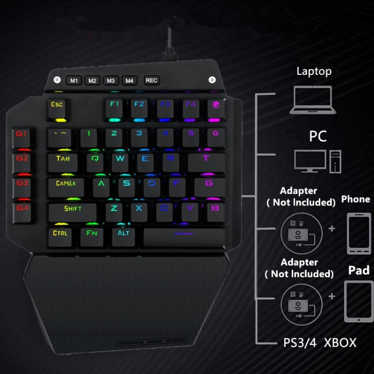 K700 44 Keys RGB Luminous Switchable Axis Gaming One-Handed Keyboard, Cable Length: 1m, Blue Shaft, Tea Shaft, Black Shaft, Red Shaft