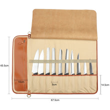 Load image into Gallery viewer, WESSLECO Chef Knife Storage Bag Portable Roll Knife Storage Bag, Portable Roll Black, WESSLECO Brown