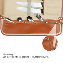 Load image into Gallery viewer, WESSLECO Chef Knife Storage Bag Portable Roll Knife Storage Bag, Portable Roll Black, WESSLECO Brown