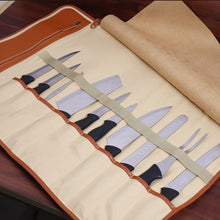Load image into Gallery viewer, WESSLECO Chef Knife Storage Bag Portable Roll Knife Storage Bag, Portable Roll Black, WESSLECO Brown