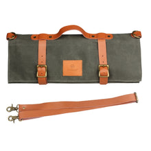 Load image into Gallery viewer, WESSLECO Canvas Roll Chef Knife Storage Bag, WESSLECO Army Green