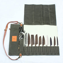 Load image into Gallery viewer, WESSLECO Canvas Roll Chef Knife Storage Bag, WESSLECO Army Green