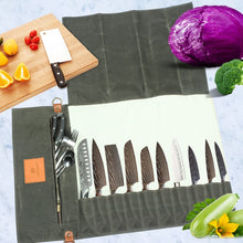 Load image into Gallery viewer, WESSLECO Canvas Roll Chef Knife Storage Bag, WESSLECO Army Green