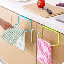 Load image into Gallery viewer, Kitchen Towel Rack Hanging Holder Cupboard Cabinet Door Back Hanger Towel Sponge Holder Storage Rack for Bathroom, White, Blue, Green, Pink