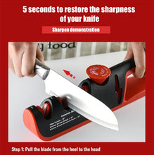 Load image into Gallery viewer, 4- In-1 Adjustable Manual Knife Sharpener Multifunctional Knife Sharpener, 4 in 1 (Black Red), 4 in 1 (Gray Red)