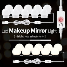 Load image into Gallery viewer, 3 Color Temperature Mirror Front Lamp USB Simple Bathroom Makeup Light Bulbs, 2 LEDs, 6 LEDs, 10 LEDs, 14 LEDs