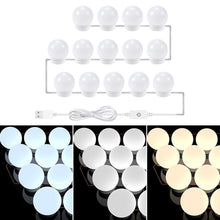 Load image into Gallery viewer, 3 Color Temperature Mirror Front Lamp USB Simple Bathroom Makeup Light Bulbs, 2 LEDs, 6 LEDs, 10 LEDs, 14 LEDs