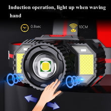 Load image into Gallery viewer, TG-TD009 LED Strong Headlamp Head-Mounted USB Rechargeable Zoom Sensor Headlamp, White Light, Yellow Light